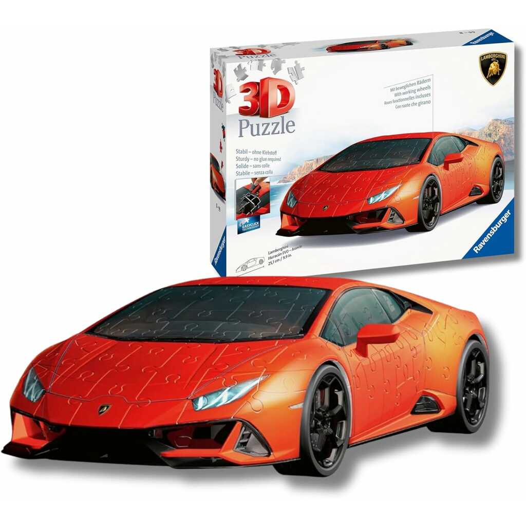puzzle 3d lamborghini huracán evo naranja