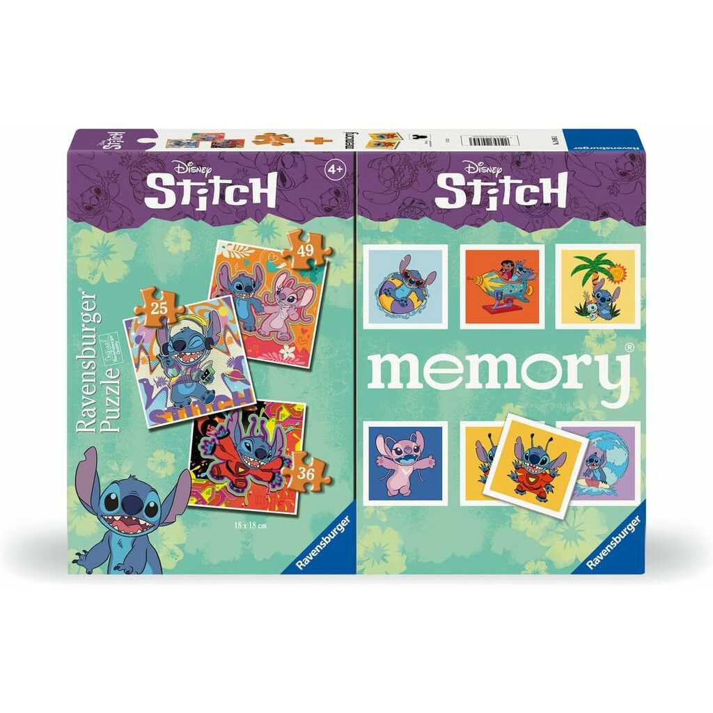 stitch multipack puzzles progresivos + memory
