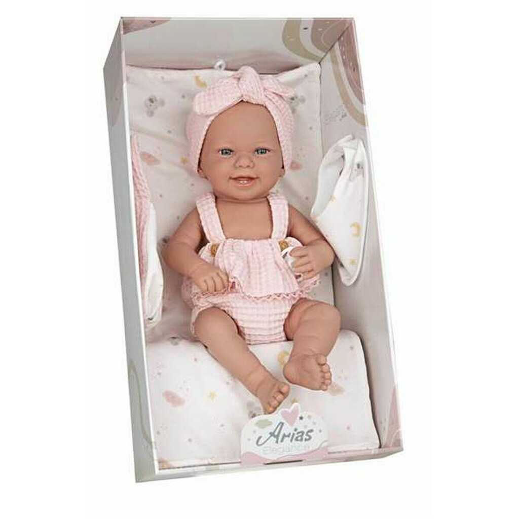muñeca elegance 42cm zoe rosa cambiador y babero