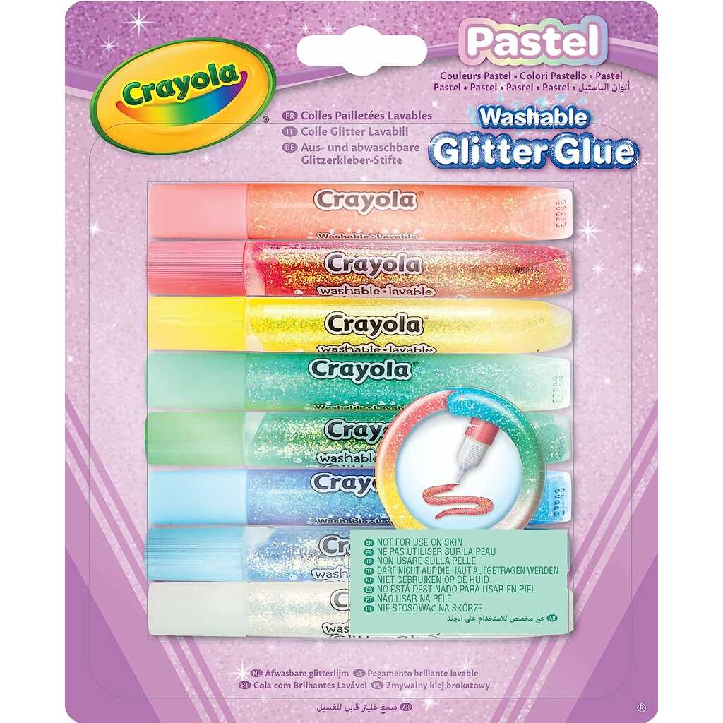 8 pegamentos de purpurina lavables colores pastel