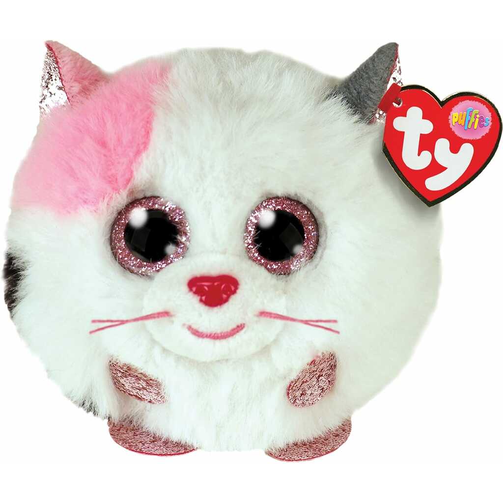 ty puffies, muffin, gato blanco 10cm