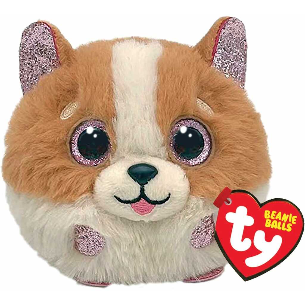 ty puffies: tanner, perro marrón y blanco 10cm