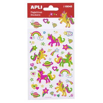 PEGATINAS UNICORNIOS NEÓN APLI