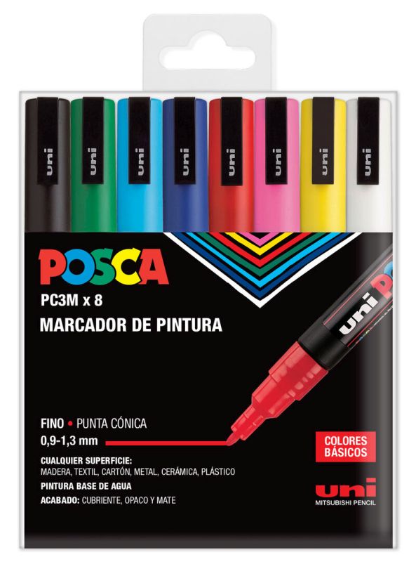 MARCADOR POSCA PC-3M BASIC ESTOIG 8 COLORS