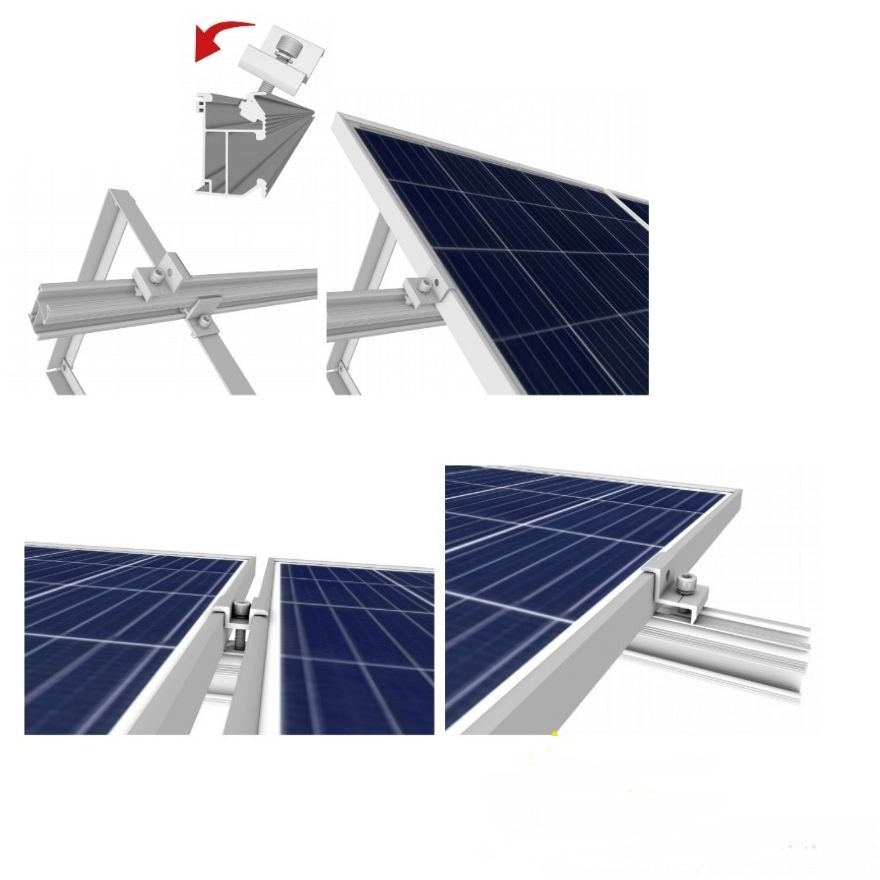 Kit estructura soporte montaje 3 paneles solares 1 fila coplanar