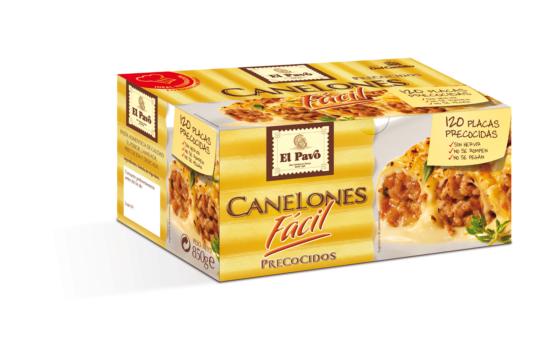 CANELONES PRECOCIDOS EL PAVO FACIL 120 U 2