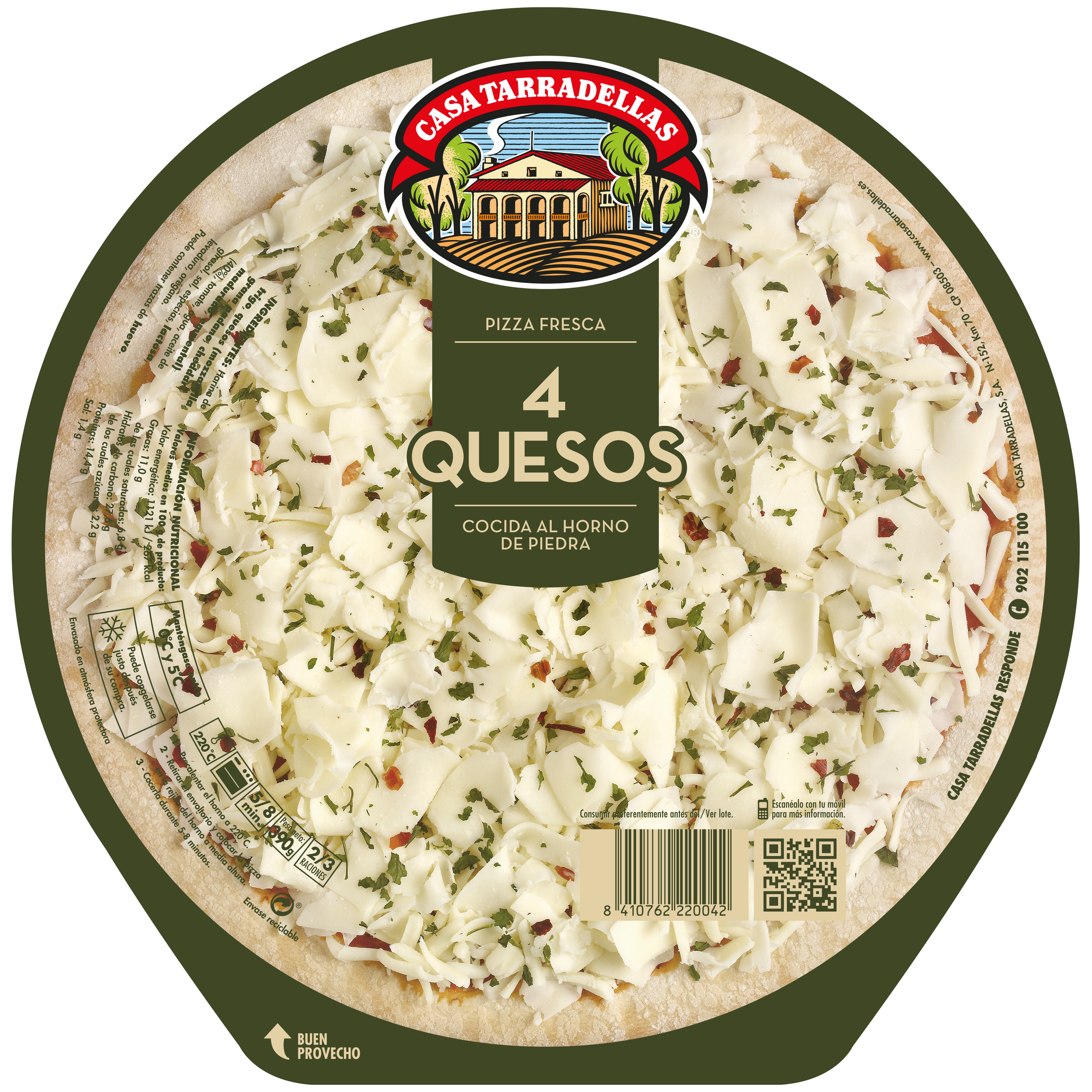 PIZZA TARRADELLAS 4 QUESOS 400G 2