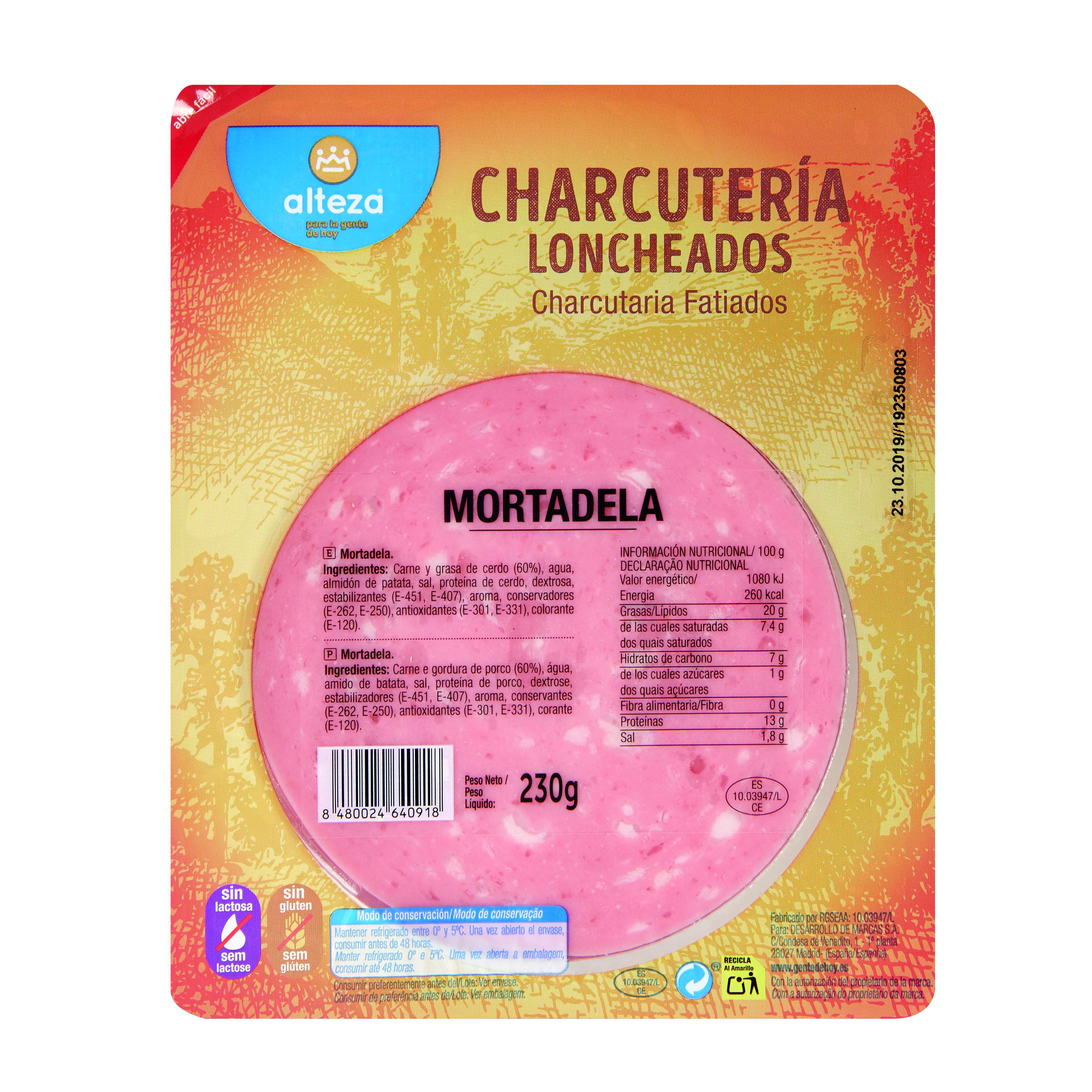 MORTADELA ALTEZA LONCHAS 230 GR 2
