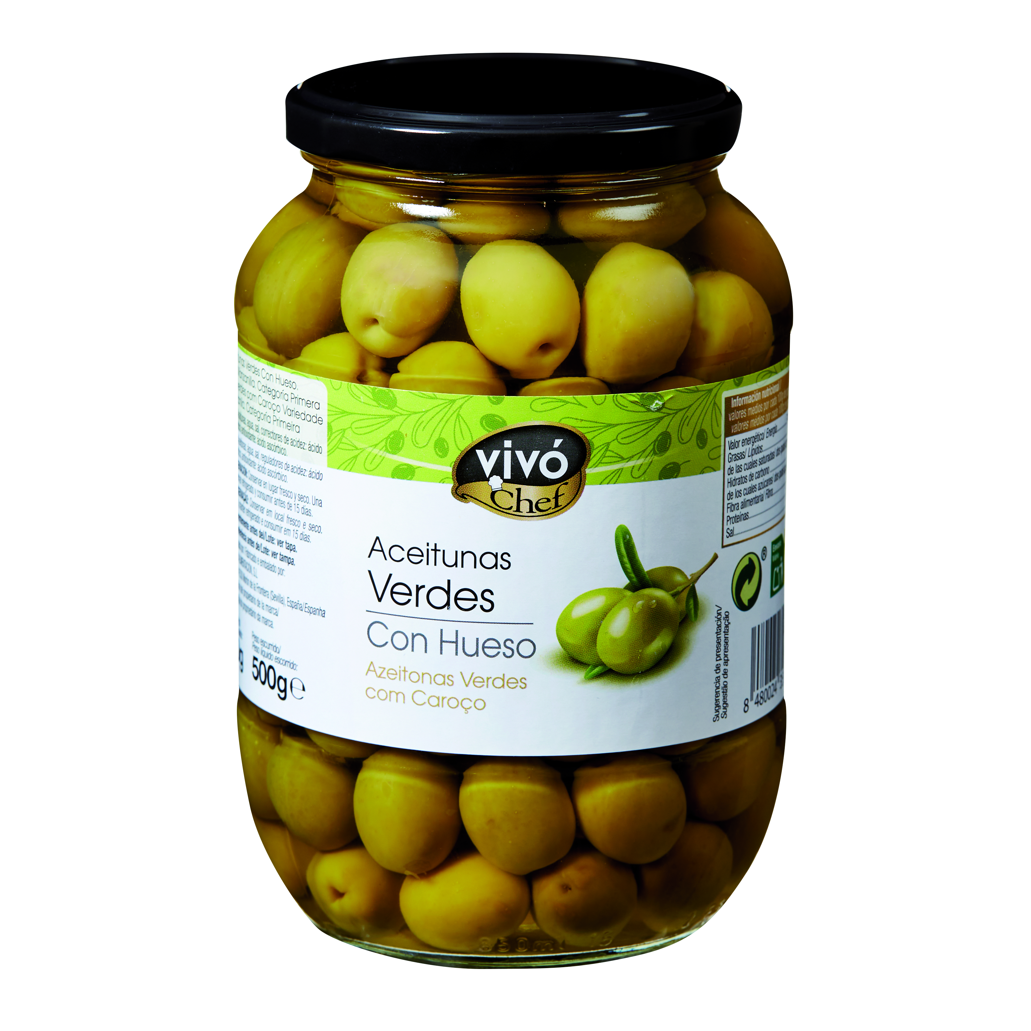 ACEITUNA MANZ.C/H VIVO CHEF TARRO 550 GR 2