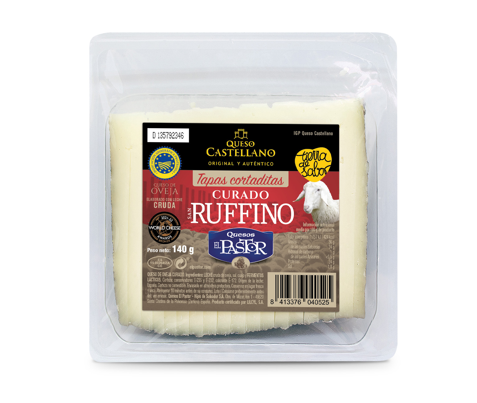 QUESO OVEJA IGP CORTADO EL PASTOR 140 GR 1