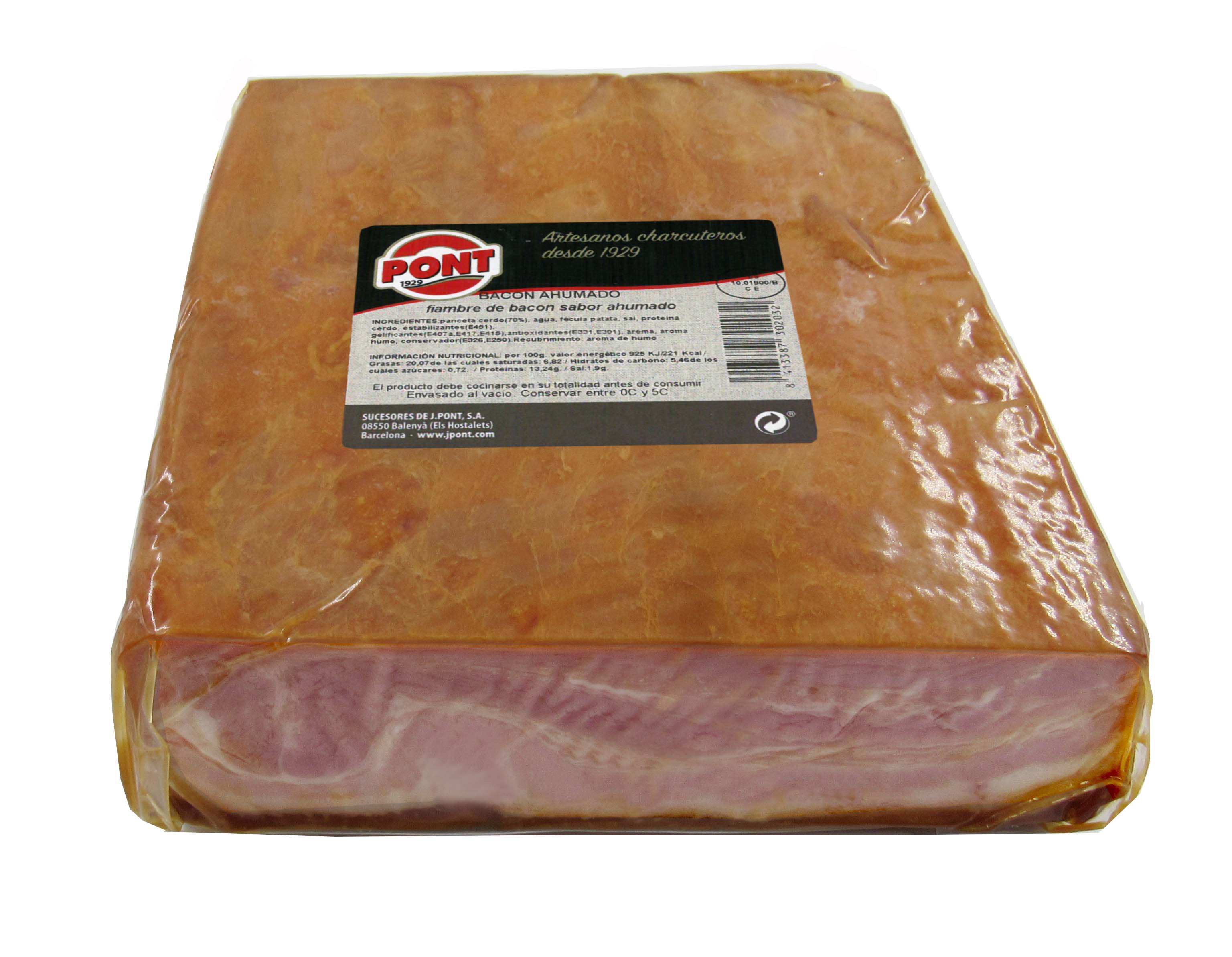 BACON AHUMADO PONT 1/2 PZ(3 PZ X 2 KG) 1