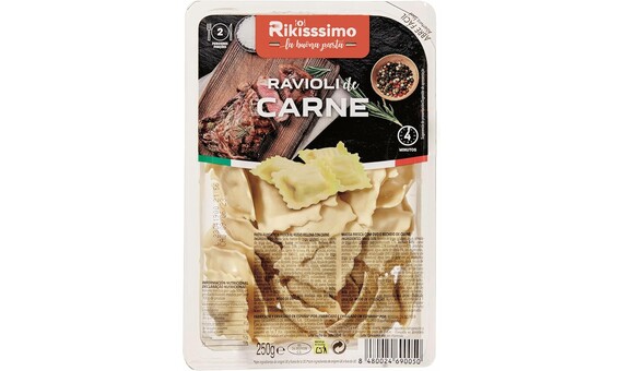 RAVIOLI DE CARNE FRESCO RIKISSIMO 250 GR 2
