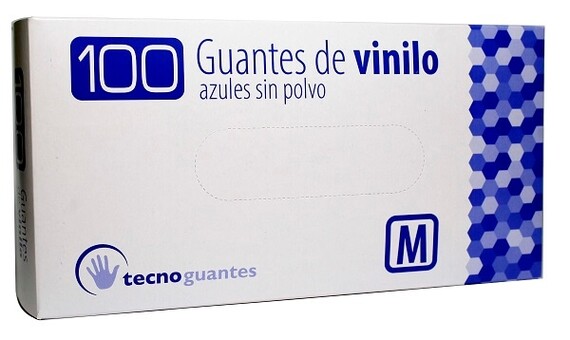 GUANTE VINILO AZUL T-MEDIANA 100U