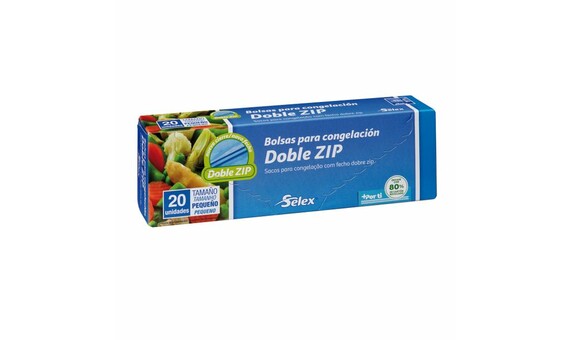 BOLSA CONGELAC.DOBLE ZIP SELEX 1L 20UND