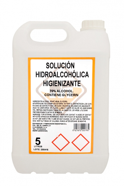 GEL HIDROALCOHOLICO MAROFRAN DE 5 LTS