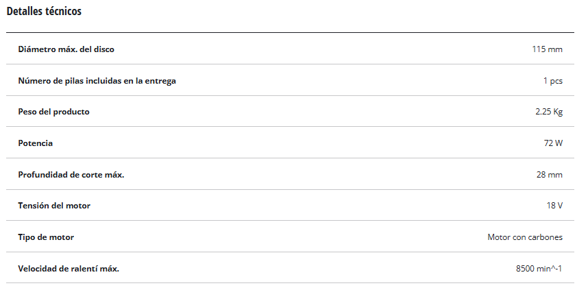 AMOLADORA TE-AG 18/115 (1X4.0AH) 4431133 3