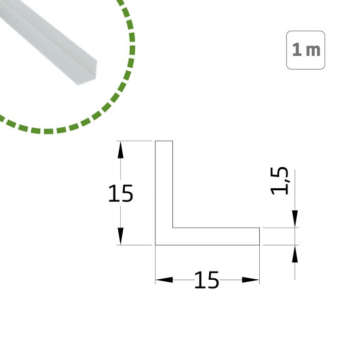 ANGULO ALUMINIO 15X15-1 MT.PLATA  20618 2