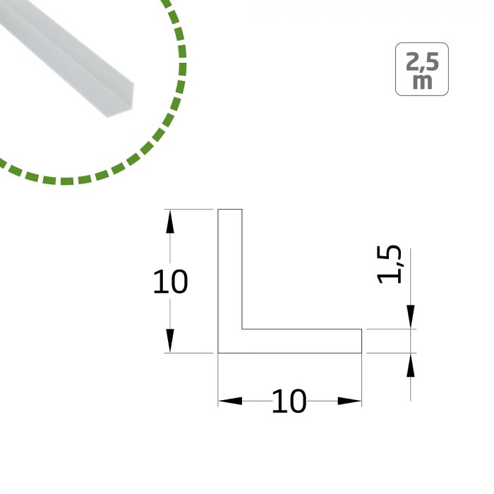 ANGULO ALUMINIO 10X10-2.5M.PLATA  20616 2