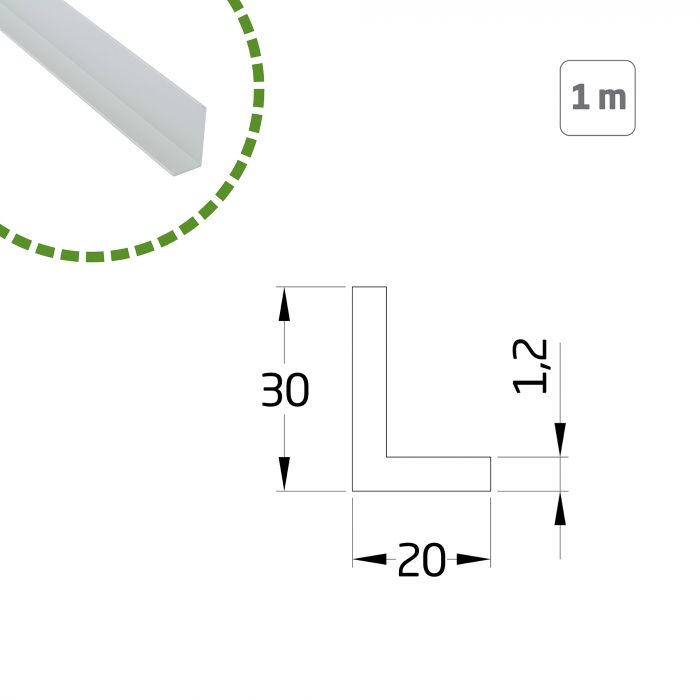 ANGULO ALUMINIO 30X20-1 MT.BLANCO 20649 2