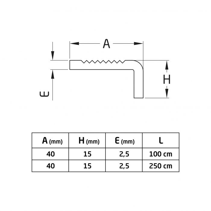 ANGULO ESCALE 40X15-2,5M ALUM.PLAT.20660 2
