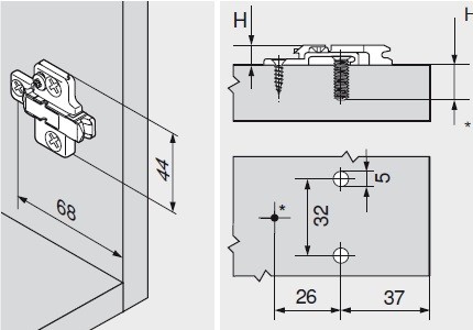 BASE CLIP BLUM 175H9160  (ALT.6MM) 2