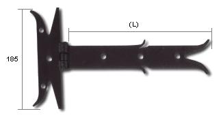 BISAGRA C/PLACA MOD.20 30CM. NEGRA