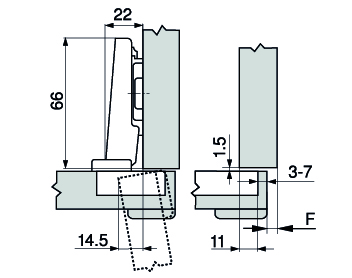 BISAGRA BLUM 71B9550 CLIP FRE RECTA PERF 2
