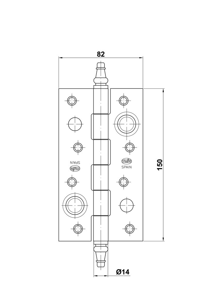 BISAGRA ANTIP CUADRADA CON REMATE 150 X 82 561/CUERO 5516 2