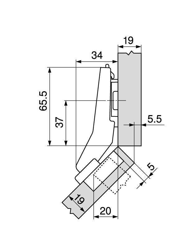 BISAGRA BLUM 79B9658-T (+45§) ANGULO 2