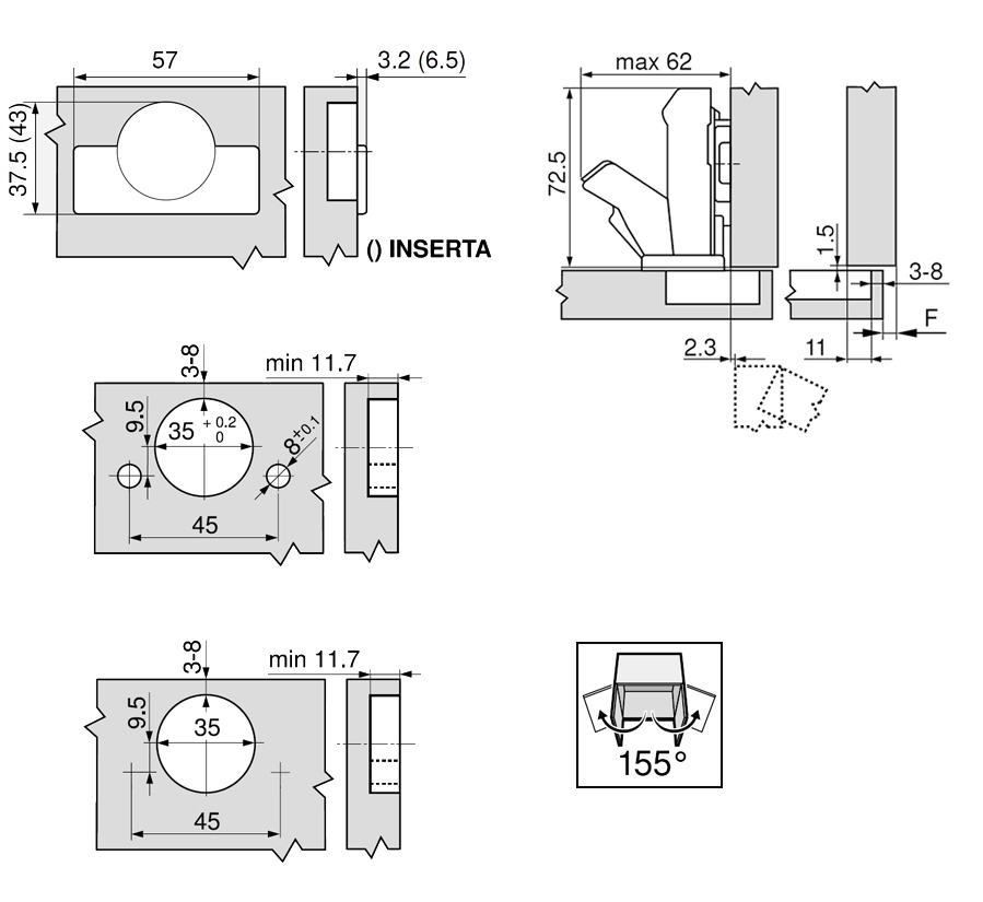 BISAGRA BLUM 71B7590  CLIP-TOP INS.155§ 2