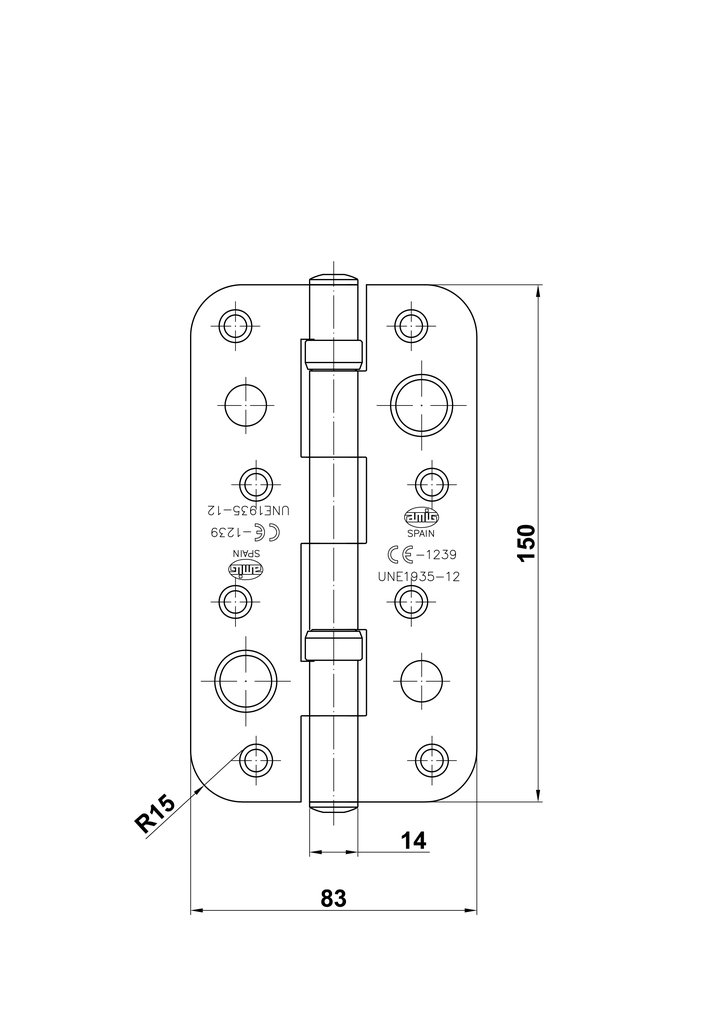 BISAGRA 569 -150X80 INOX (RODAM) 17597 2