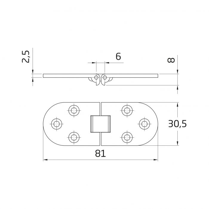 BISAGRA MUEBLE N-7 80X30 L.MAT.17751 2