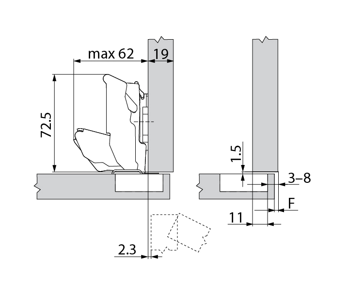 BISAGRA BLUM 71B7550 FRENO    155§ RECTA 2