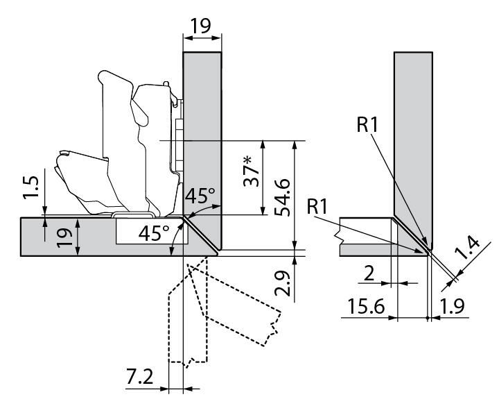 BISAGRA BLUM 71B7550 FRENO    155§ RECTA 3