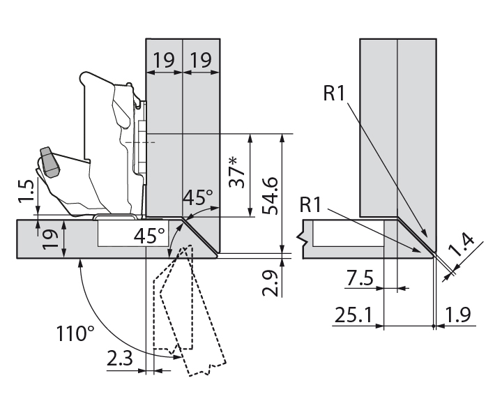BISAGRA BLUM 71B7550 FRENO    155§ RECTA 5