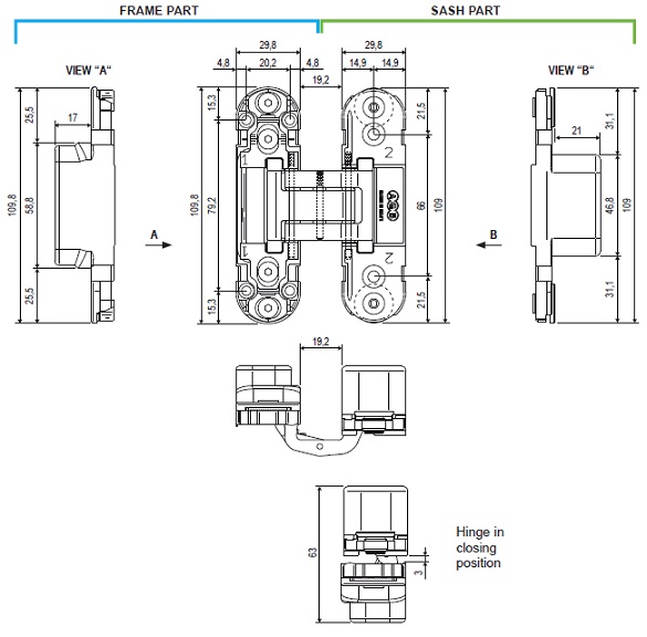 BISAGRA INV. AGB ECLIPSE 3.2 NEGRO 6