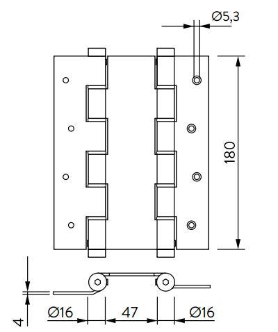 BISAGRA DOBLE ACCION DA W 180A PLATA 2UN 2