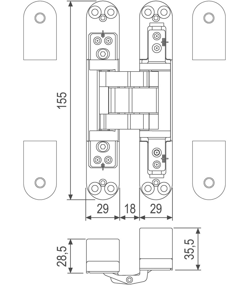 BISAGRA INV. AGB ECLIPSE 5.0 CROMO MATE 3