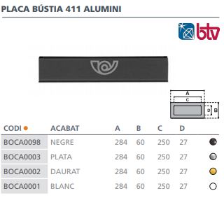 BOCACARTAS ALUMINIO COLOR NEGRO 411 2