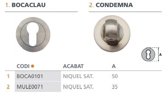 BOCALLAVE PERA ZAMAK ROSETA 50 MM NIQUEL SATINADO U500SN 2