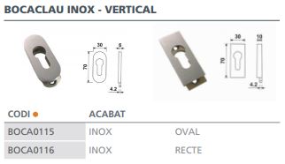 BOCALLAVE VERT.RECT 30X70 INOX RC9670H10 2