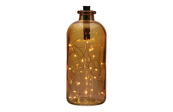 BOTELLA LED DORADA        11X11X27,5 CM