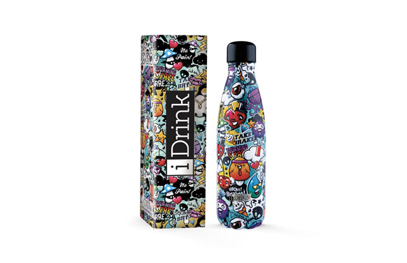 BOTELLA TERMO INOX 7 X 7 X 26,5CM 500 ML - GRAFFITI ID0085 1