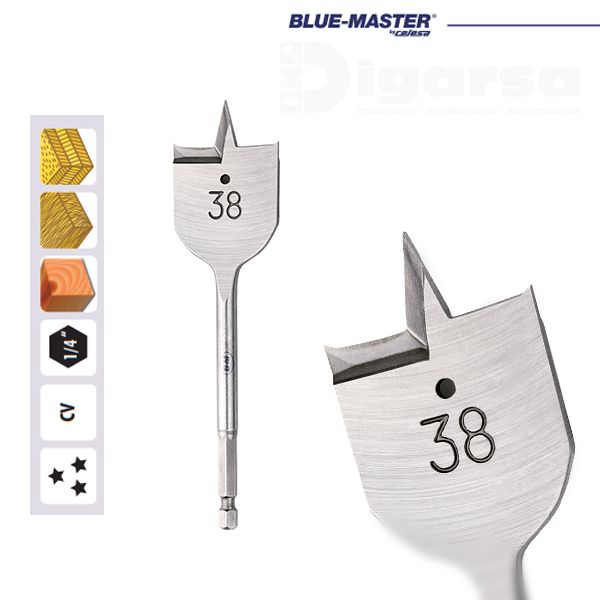 BROCA MADERA STANDARD PLANA HEXAGONAL FUNDA 40 MM BMP40 2