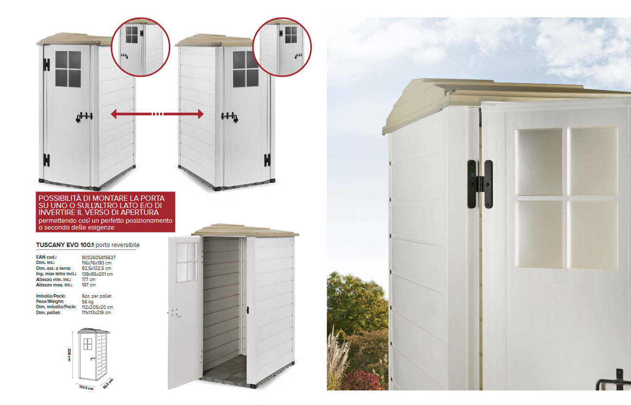 CASETA RESINA TUSCANY EVO 100.1 REVERSIBLE BEIGE/TAUPE 192X22,5X82,5 CM V50.05.011 2