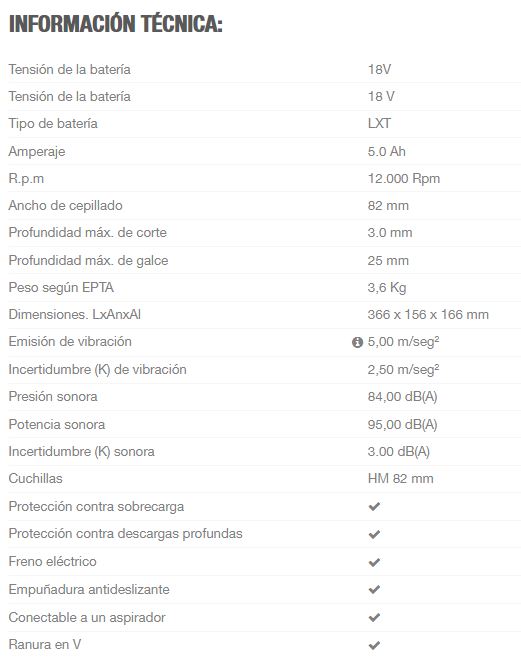 CEPILLO MAKITA 18V DKP181RTJU+DJV180Z 3