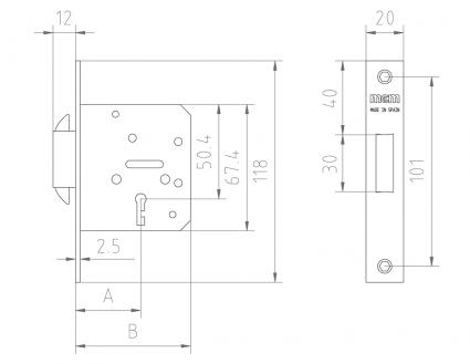 CERRADURA EMBUTIR SERIE 1500 1515 LATONADO 35 1515-2-35 2