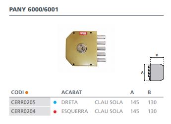 CERRADURA SOBREPONER SIN VARILLAS LLAVE SOLA 60/I ESMALTADA ORO 6001P 2