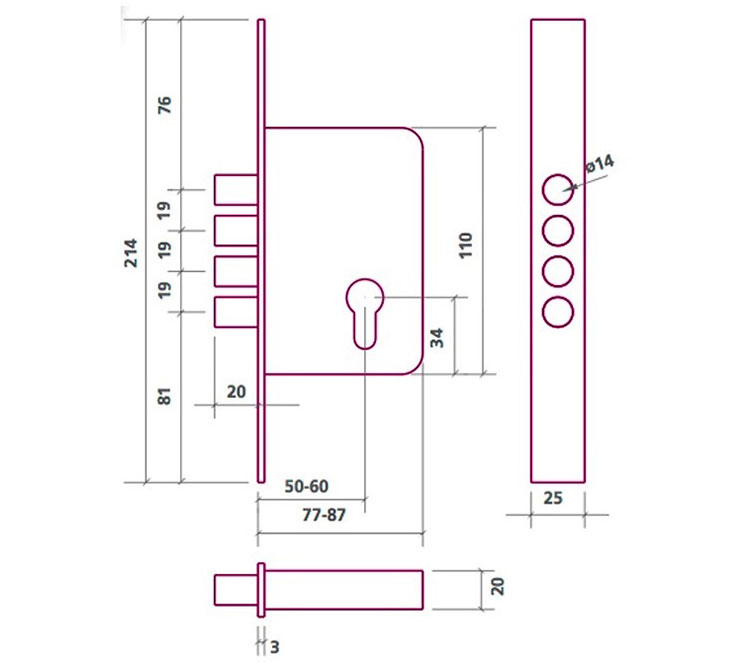 CERRADURA SEGURIDAD LATON LLAVE SOLA 701B/50-DS15/70D 1048573 2