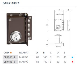 CERRADURA SANSON 239- 7 D 239 DER. 2